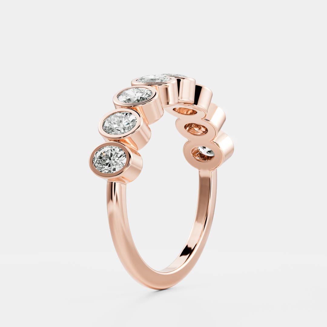 Ramo-0.60 CTW Oval Bezel Wedding Band