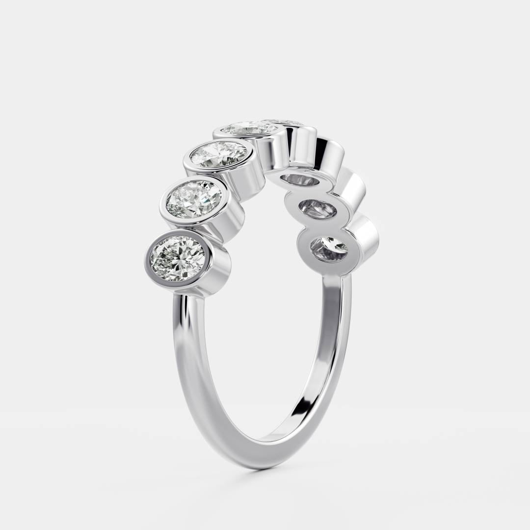 Ramo-0.60 CTW Oval Bezel Wedding Band