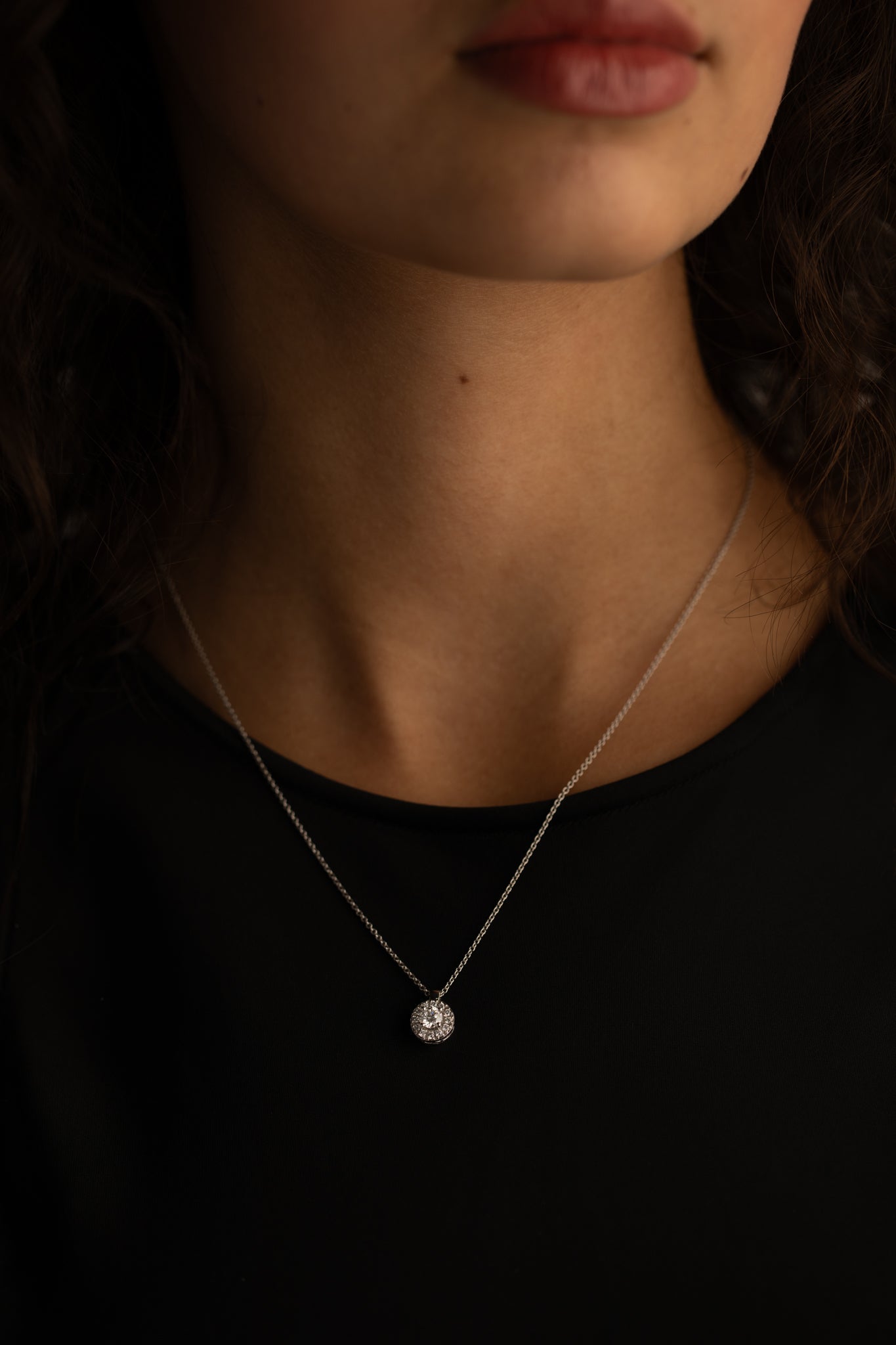 Kira- 0.20 CT Round Halo Moissanite Necklace