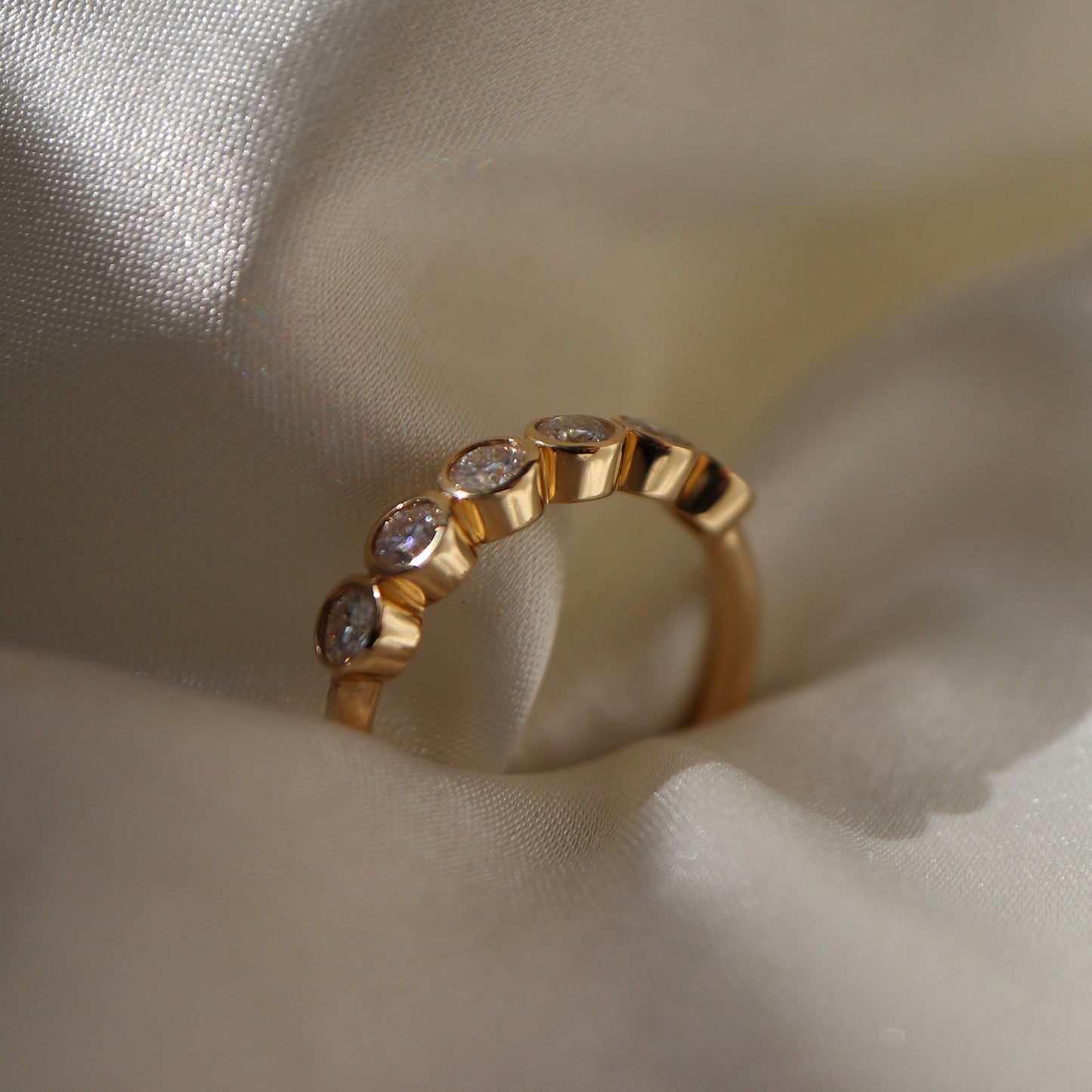 Patrica-0.70 CTW Round Bezel Wedding Band