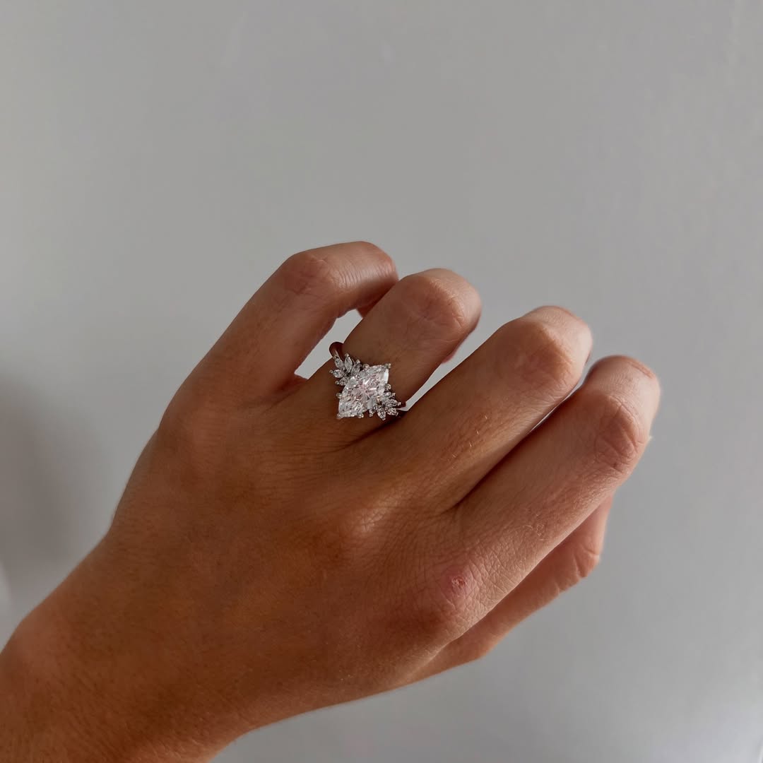 2.0 CT Marquise F/VS1 CVD Diamond Cluster Style Engagement Ring