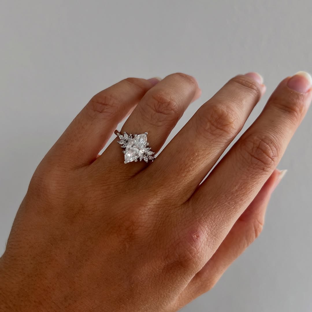 2.0 CT Marquise F/VS1 CVD Diamond Cluster Style Engagement Ring
