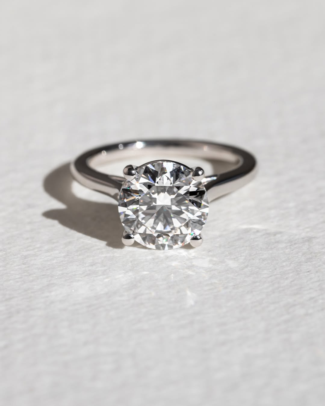 4.0 CT Round F/VS2 CVD Diamond Cathedral Engagement Ring