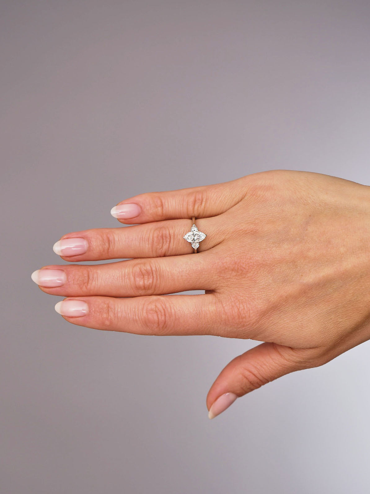 April- 1.30 CT Marquise Three Stone Style Moissanite Ring
