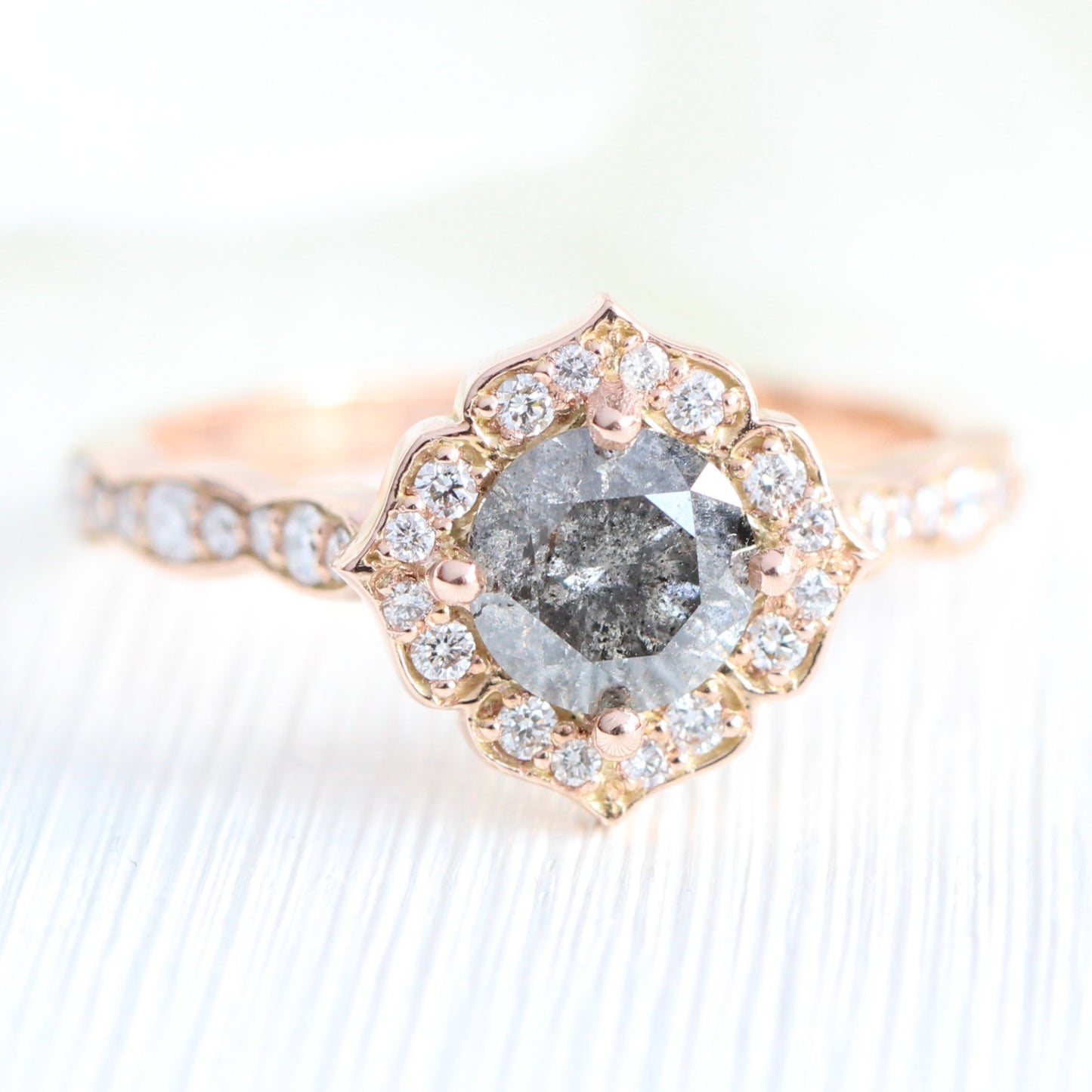 Nora- 2.0 CT Round Moissanite Halo & Pave Bridal Ring Set