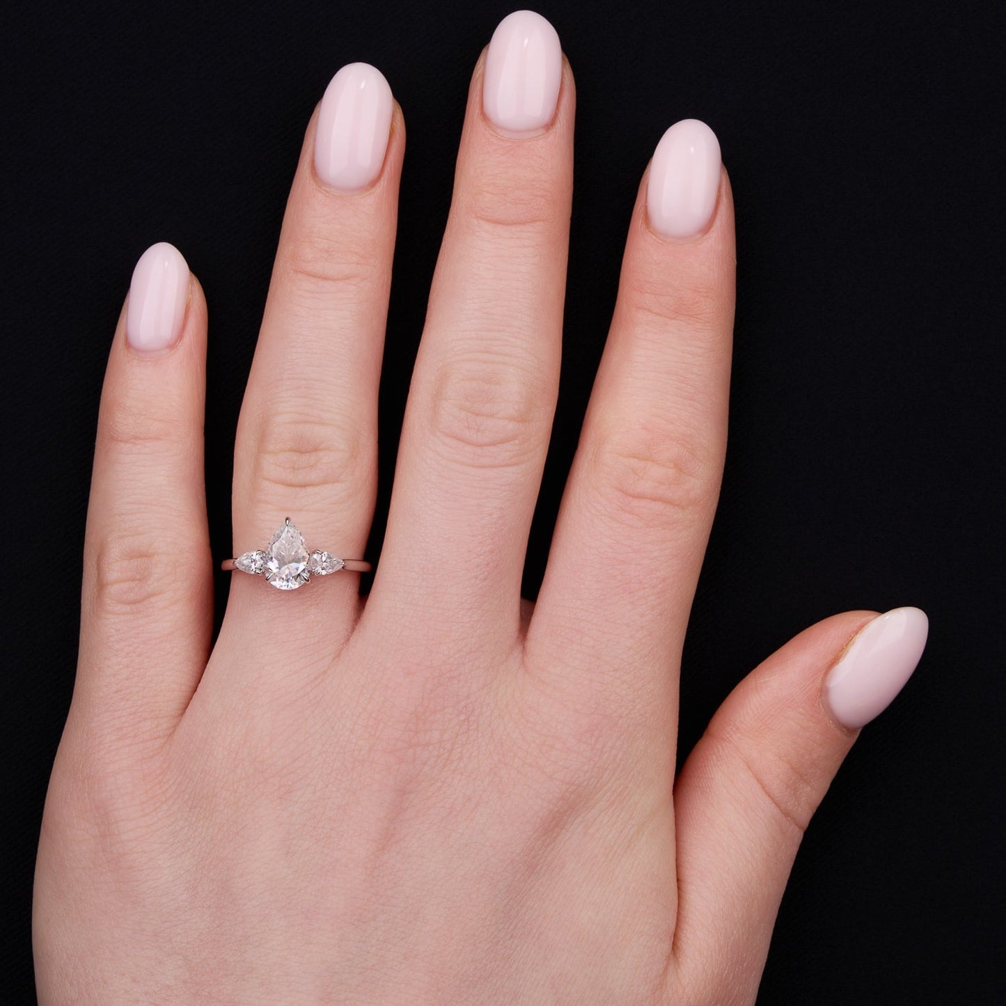 Rachel- 1.20 CT Pear Three Stone Style Moissanite Ring