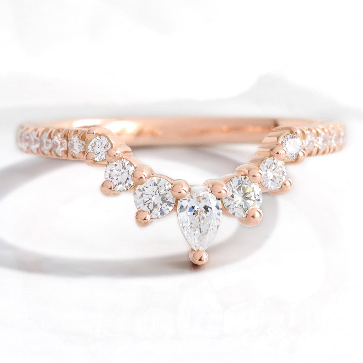 Avery- 1.50 CT Pear Moissanite Three Stones & Pave Bridal Ring Set