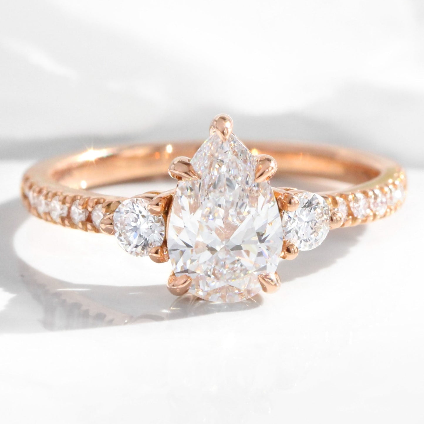 Lauren- 1.0 CT Pear Moissanite Pave Bridal Ring Set