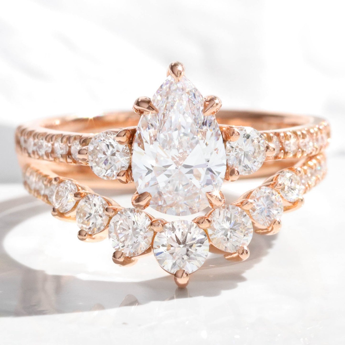Lauren- 1.0 CT Pear Moissanite Pave Bridal Ring Set