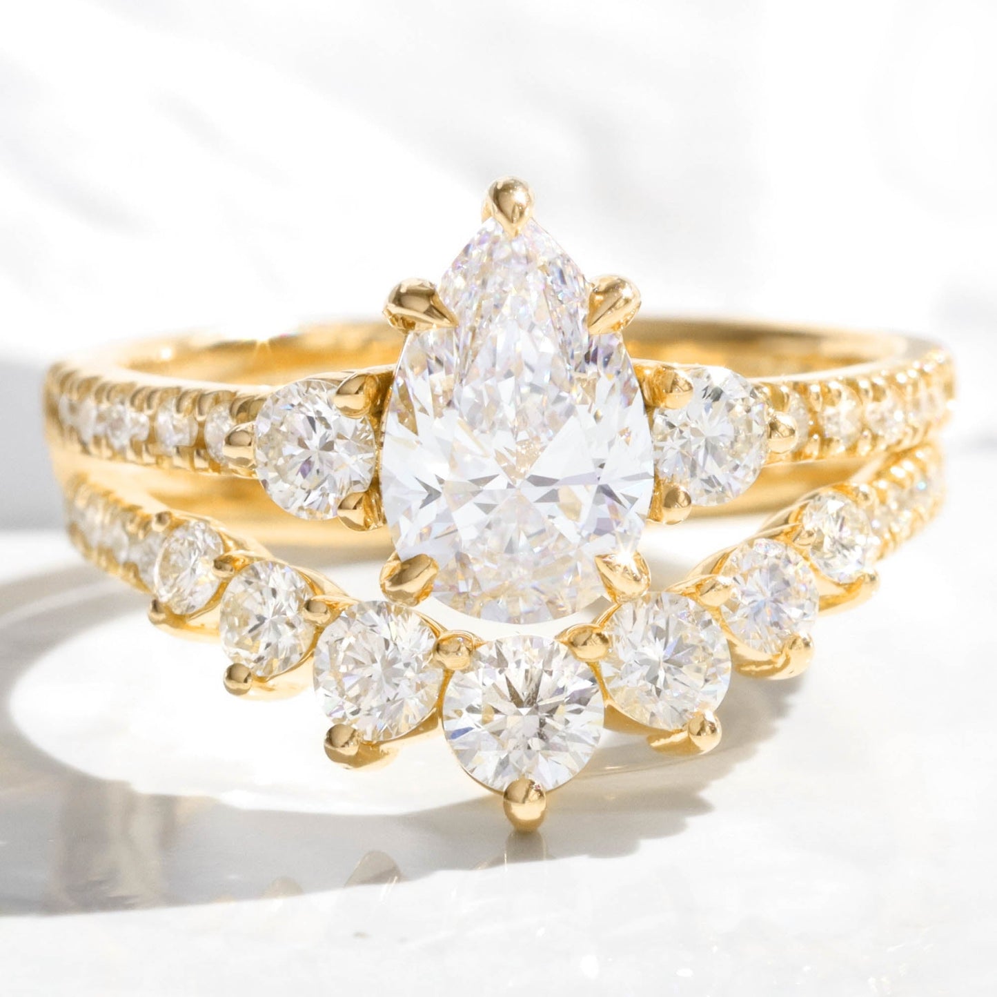 Lauren- 1.0 CT Pear Moissanite Pave Bridal Ring Set