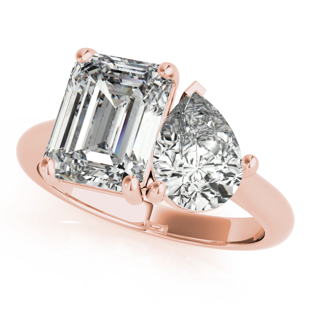 Hilda- 2.0 CT Emerald & Pear Two Stone Style Moissanite Ring