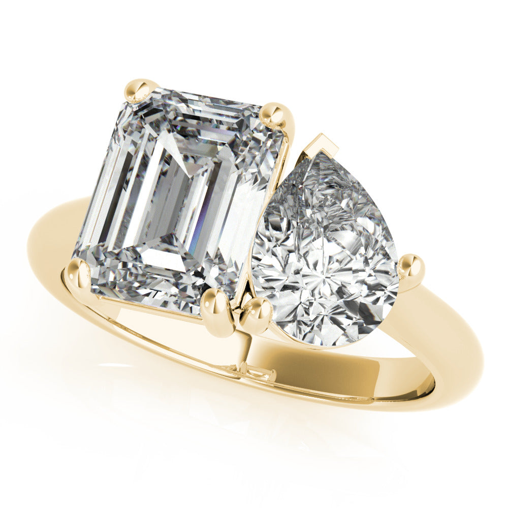 Hilda- 2.0 CT Emerald & Pear Two Stone Style Moissanite Ring