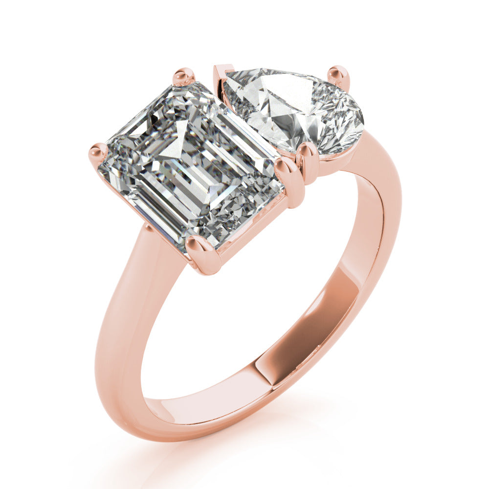 Hilda- 2.0 CT Emerald & Pear Two Stone Style Moissanite Ring