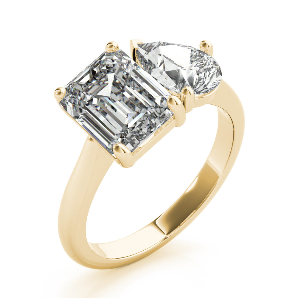 Hilda- 2.0 CT Emerald & Pear Two Stone Style Moissanite Ring