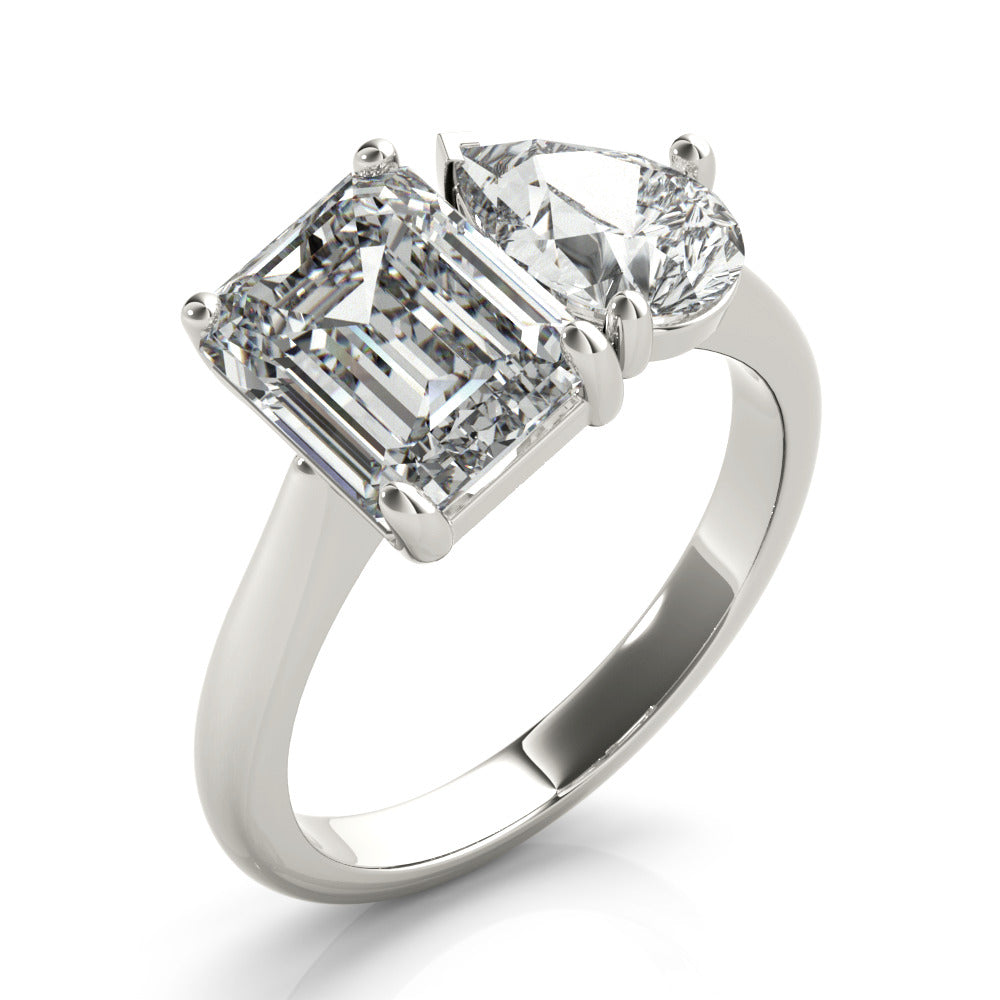 Hilda- 2.0 CT Emerald & Pear Two Stone Style Moissanite Ring