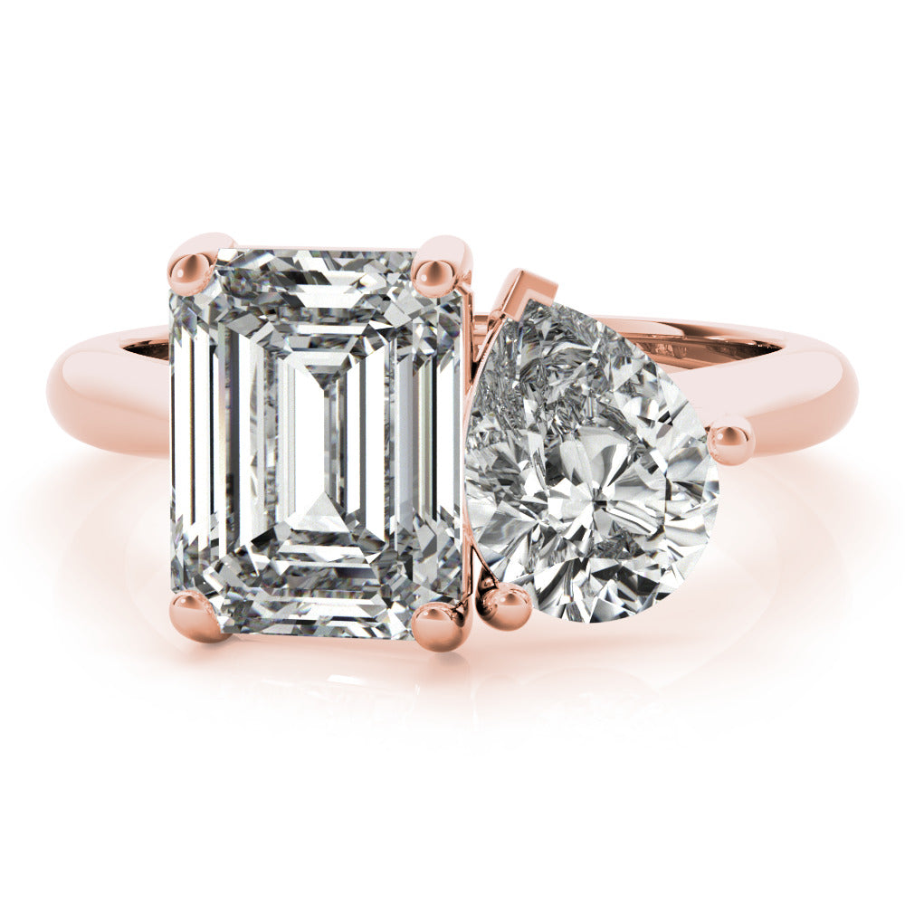 Hilda- 2.0 CT Emerald & Pear Two Stone Style Moissanite Ring