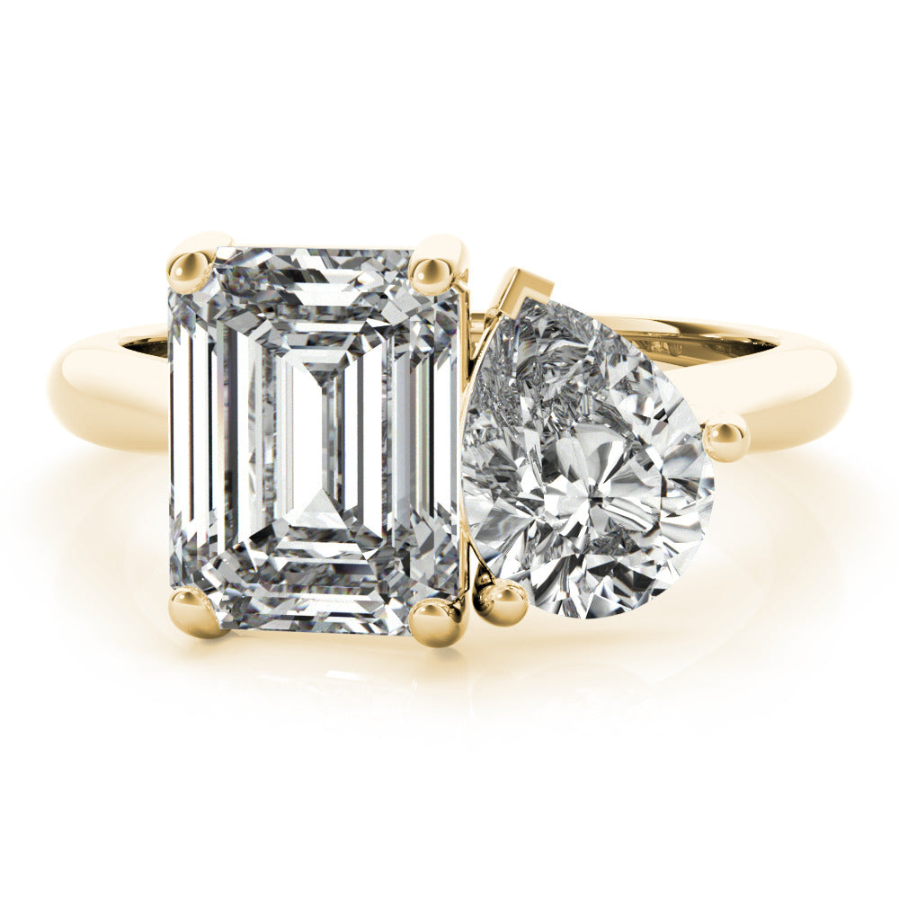 Hilda- 2.0 CT Emerald & Pear Two Stone Style Moissanite Ring