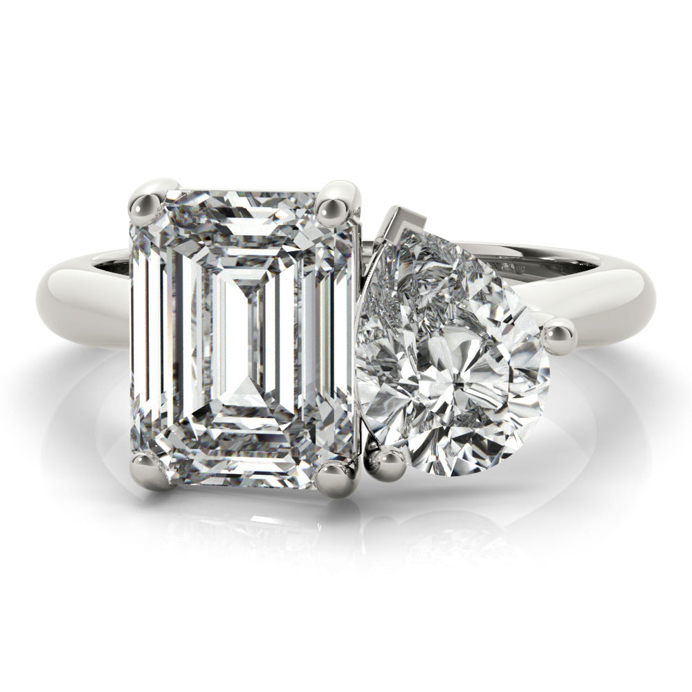 Hilda- 2.0 CT Emerald & Pear Two Stone Style Moissanite Ring