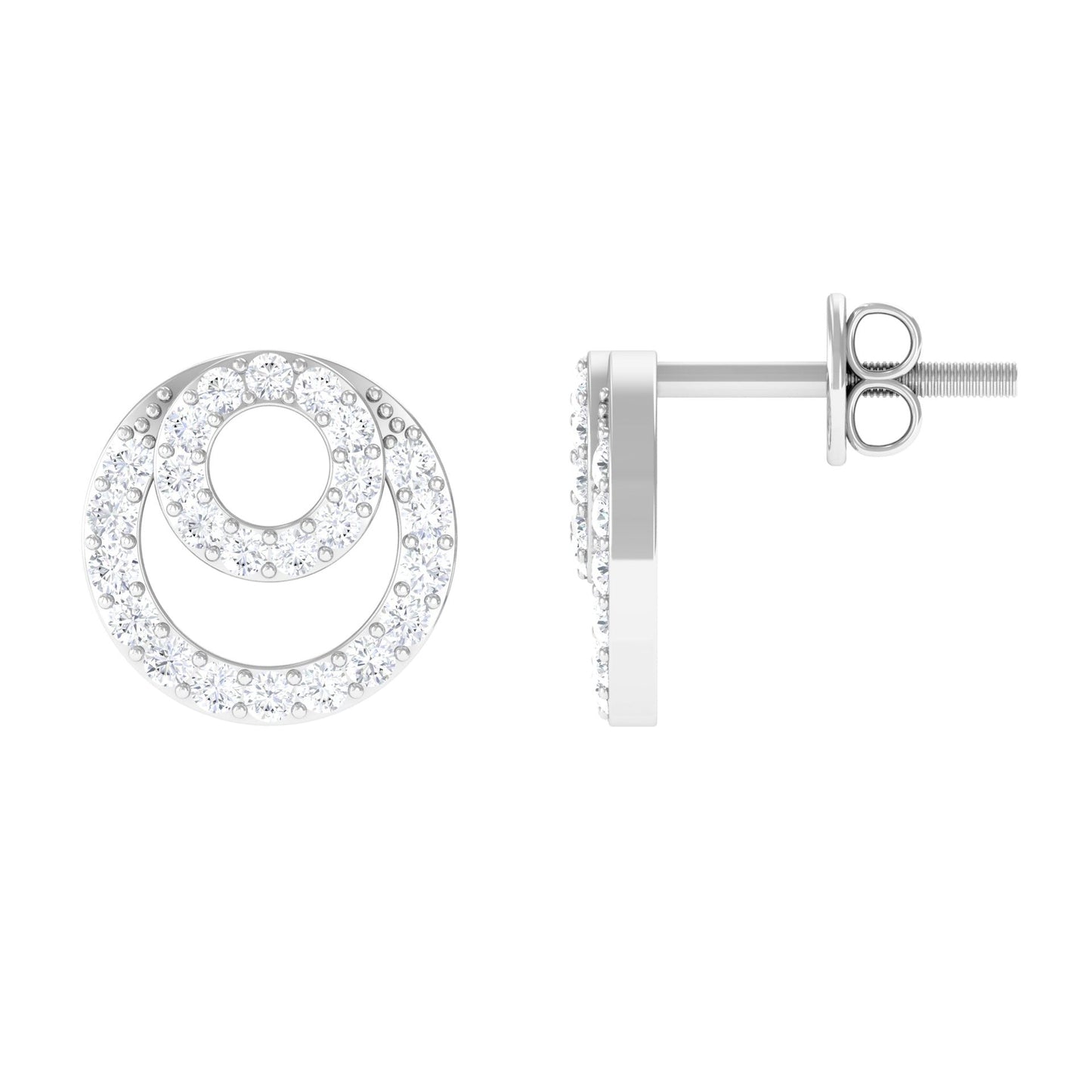 Adeline- 0.60 TCW Round Double Circle Moissanite Earrings