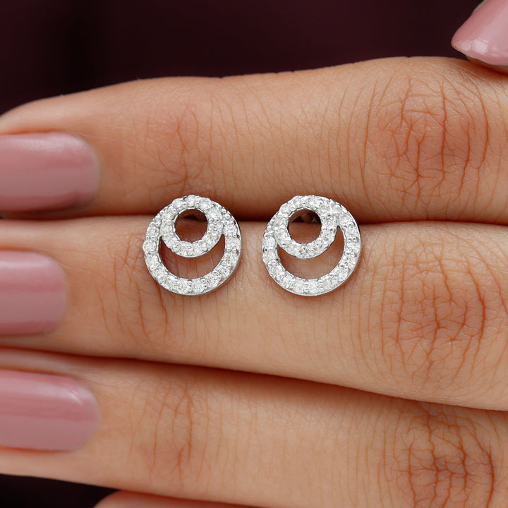 Adeline- 0.60 TCW Round Double Circle Moissanite Earrings
