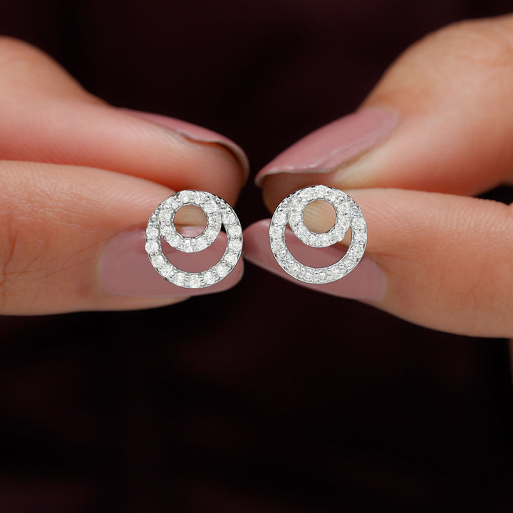 Adeline- 0.60 TCW Round Double Circle Moissanite Earrings
