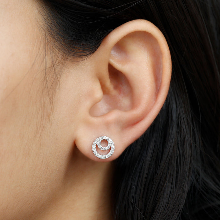 Adeline- 0.60 TCW Round Double Circle Moissanite Earrings
