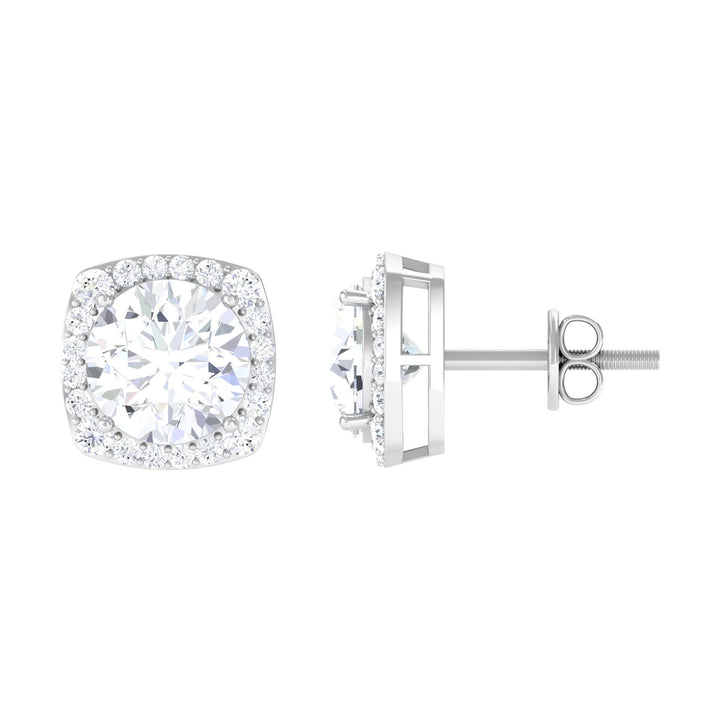 Athena- 3.0 TCW Round Halo Moissanite Earrings