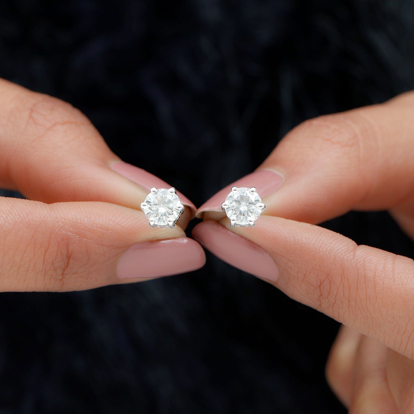 Serenity- 1.97 TCW Round Solitaire Moissanite Earrings