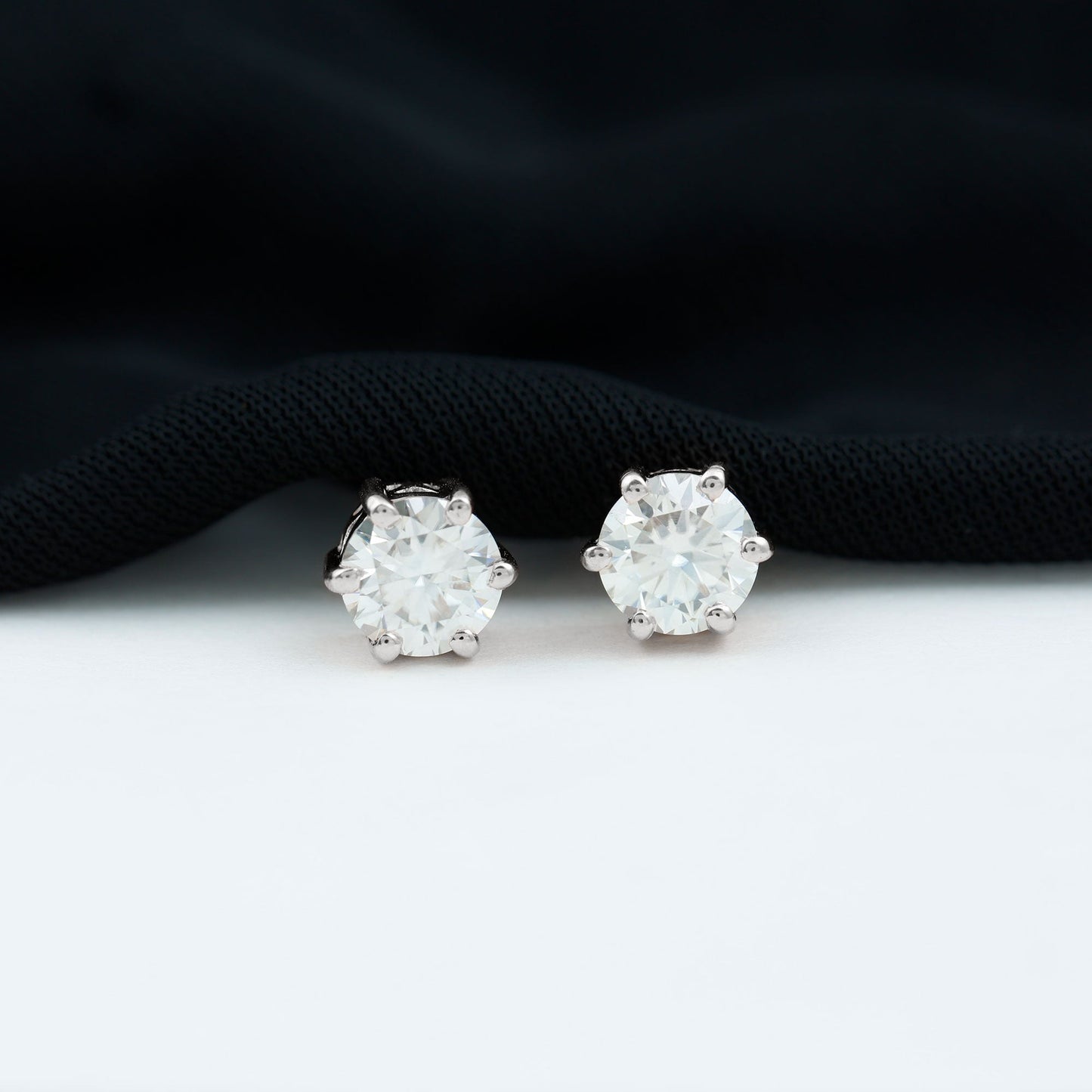 Serenity- 1.97 TCW Round Solitaire Moissanite Earrings