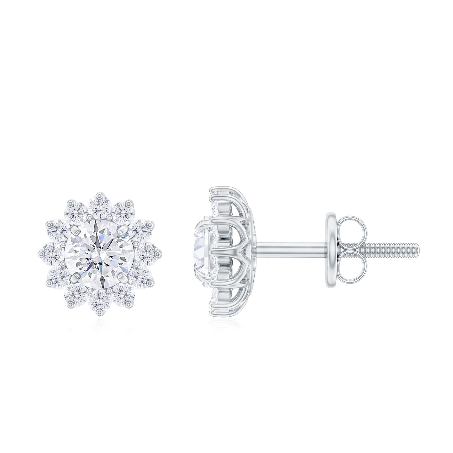 Maya- 0.50 CT Round Halo Moissanite Earrings
