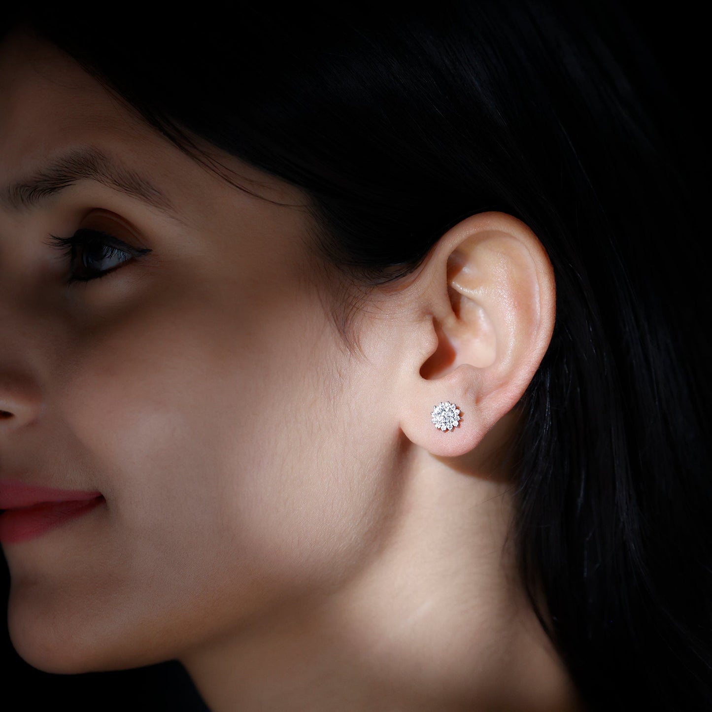 Maya- 0.50 CT Round Halo Moissanite Earrings
