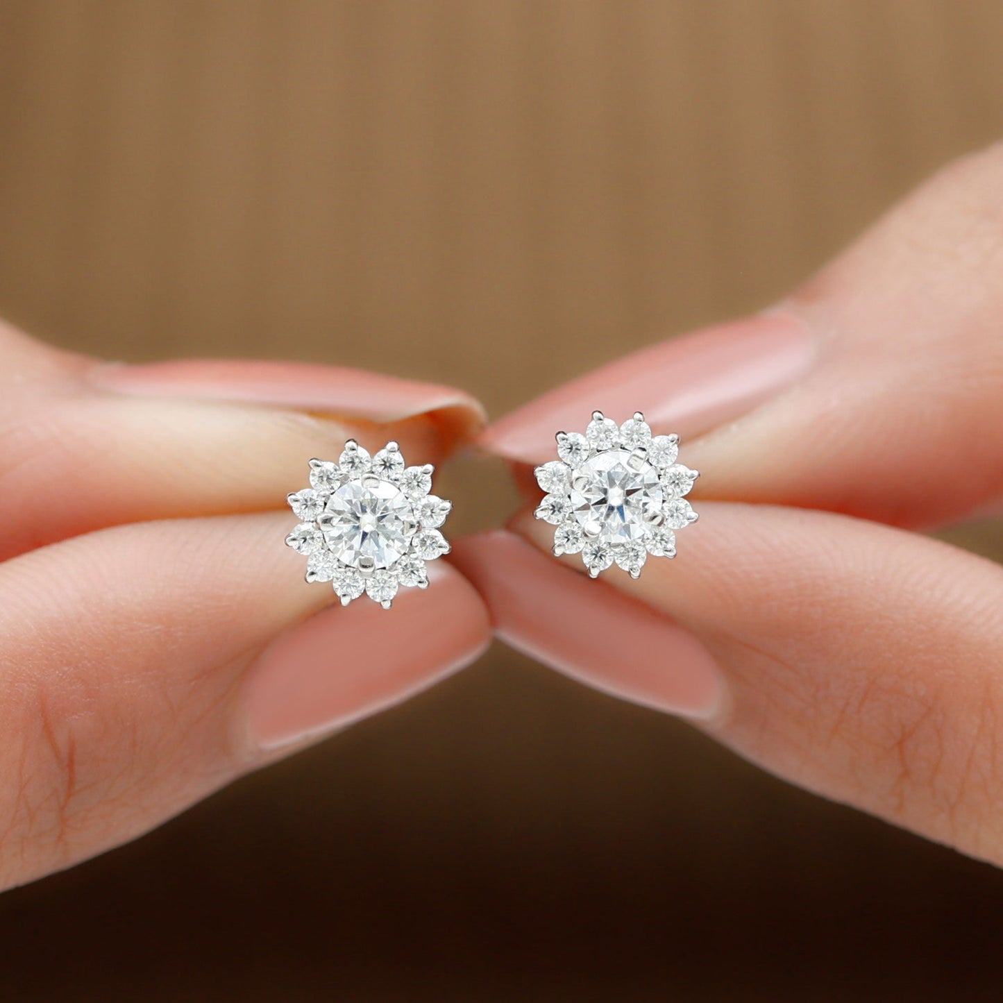 Maya- 0.50 CT Round Halo Moissanite Earrings