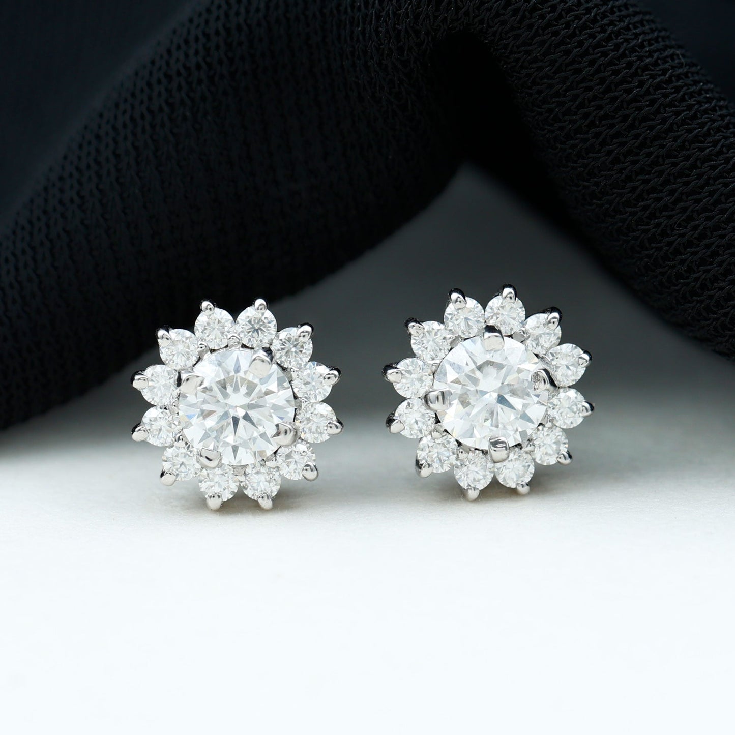Maya- 0.50 CT Round Halo Moissanite Earrings