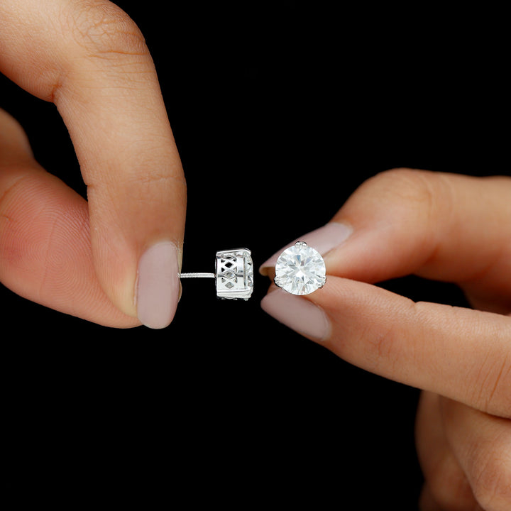 Reagan- 4.0 TCW Round Solitaire Moissanite Earrings