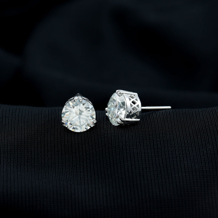 Reagan- 4.0 TCW Round Solitaire Moissanite Earrings