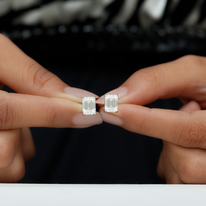 Raelynn- 3.0 TCW Emerald Solitaire Moissanite Earrings