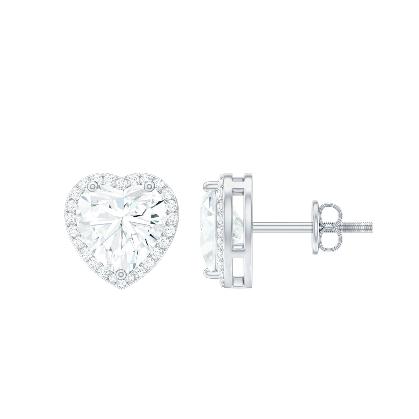 Clara- 2.0 TCW Heart Halo Moissanite Earrings