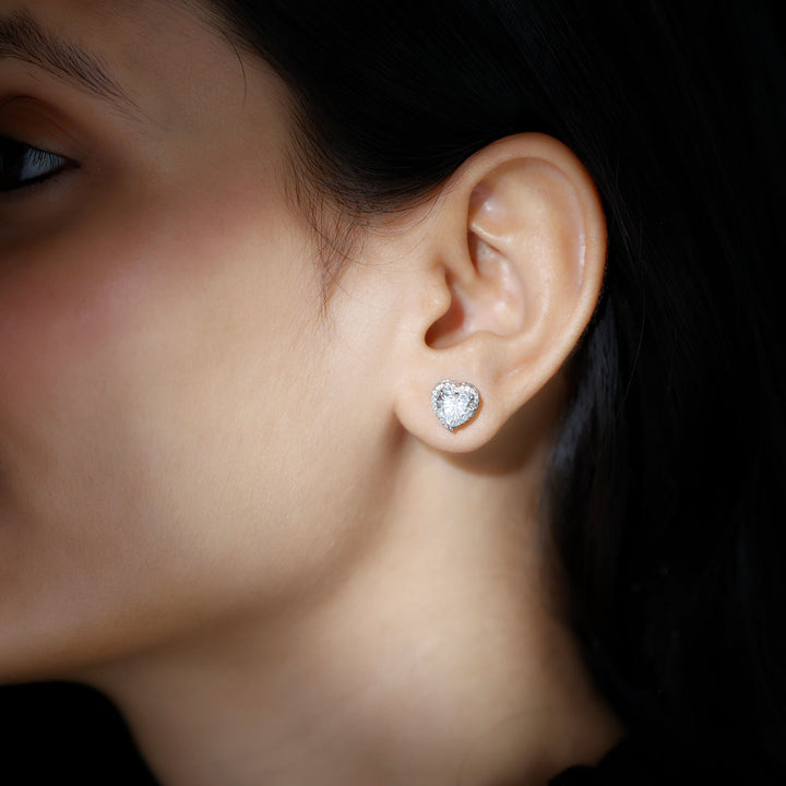 Clara- 2.0 TCW Heart Halo Moissanite Earrings