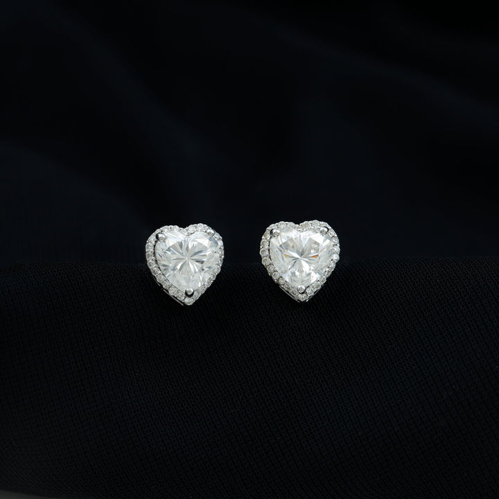 Clara- 2.0 TCW Heart Halo Moissanite Earrings