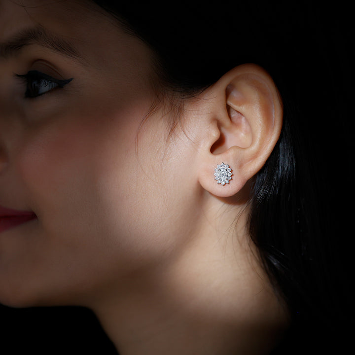 Elena- 1.0 TCW Oval Halo Moissanite Earrings