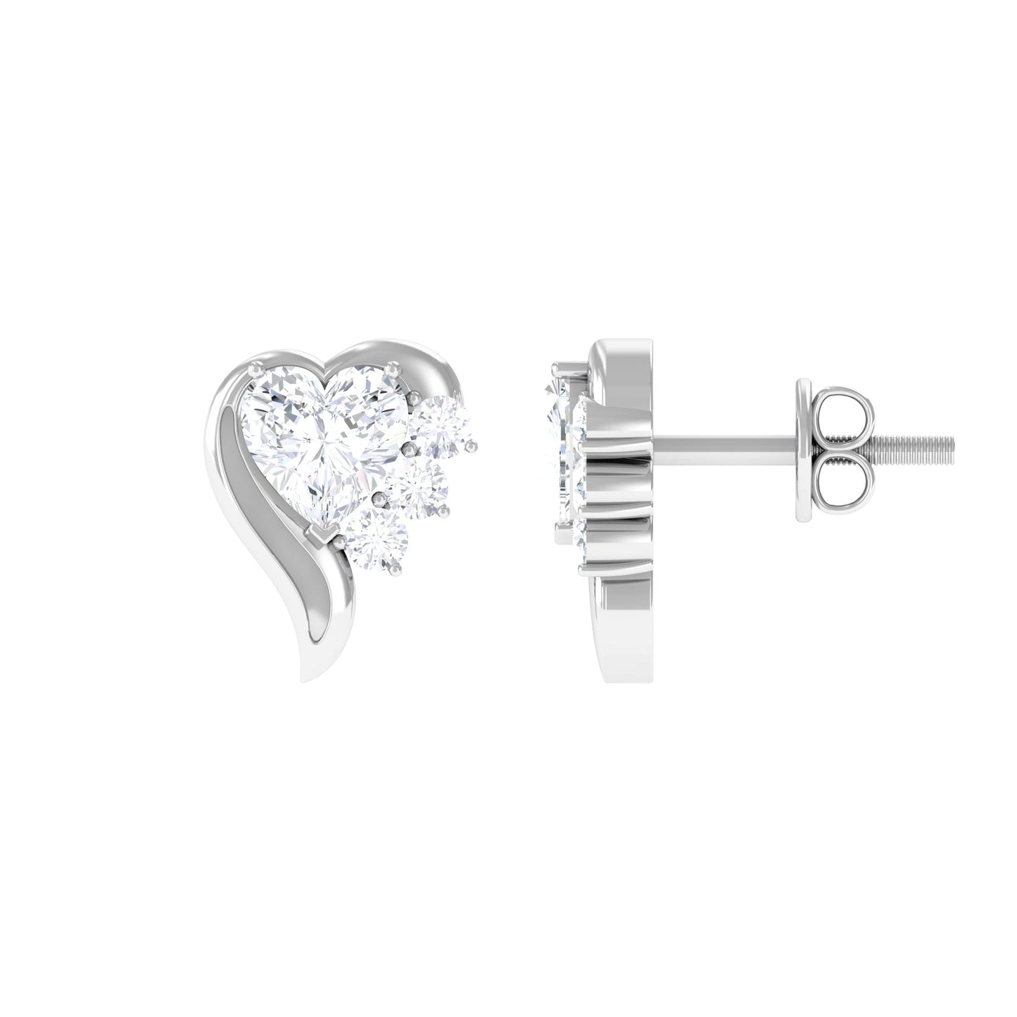 Jade- 1.0 TCW Heart Minimal Moissanite Earrings