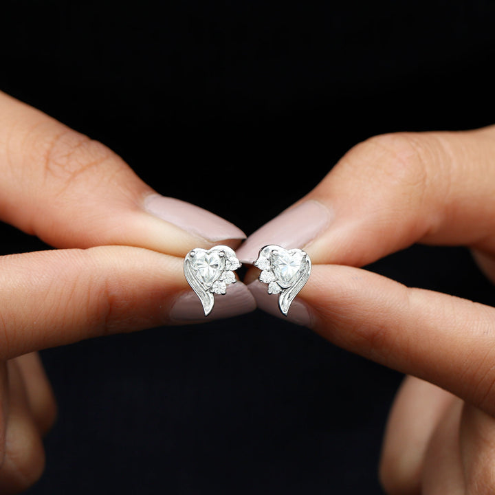 Jade- 1.0 TCW Heart Minimal Moissanite Earrings