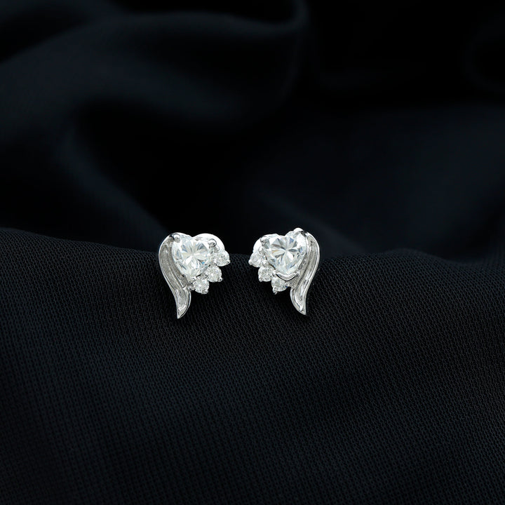 Jade- 1.0 TCW Heart Minimal Moissanite Earrings