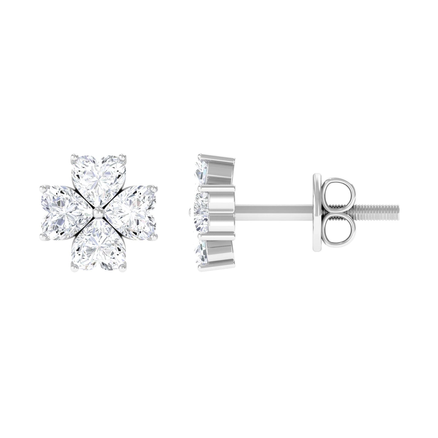Lila- 1.0 TCW Heart Flower Moissanite Earrings