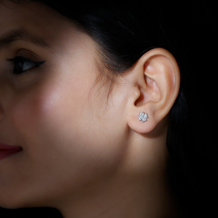 Lila- 1.0 TCW Heart Flower Moissanite Earrings