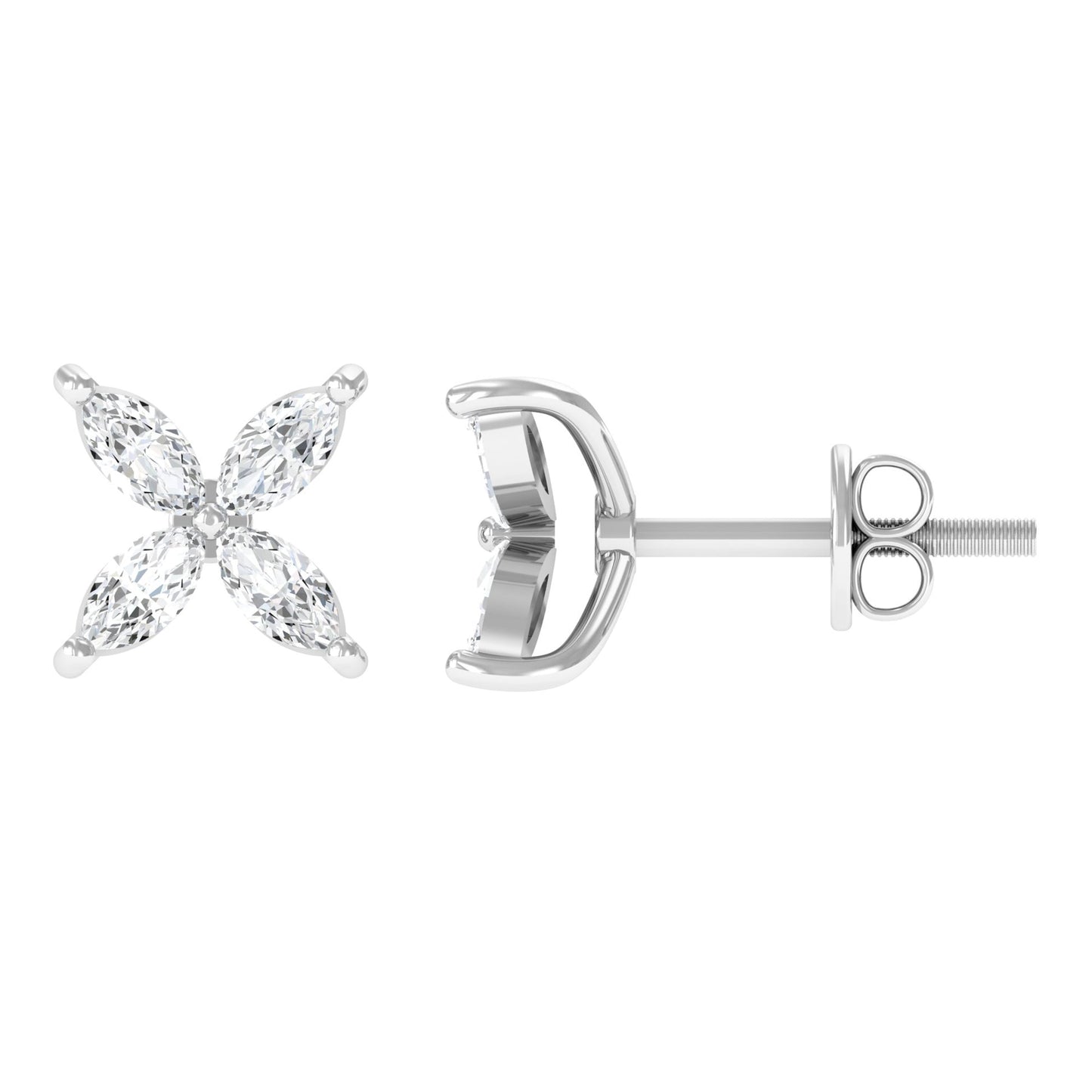 Madeline- 0.58 TCW Marquise Flower Moissanite Earrings