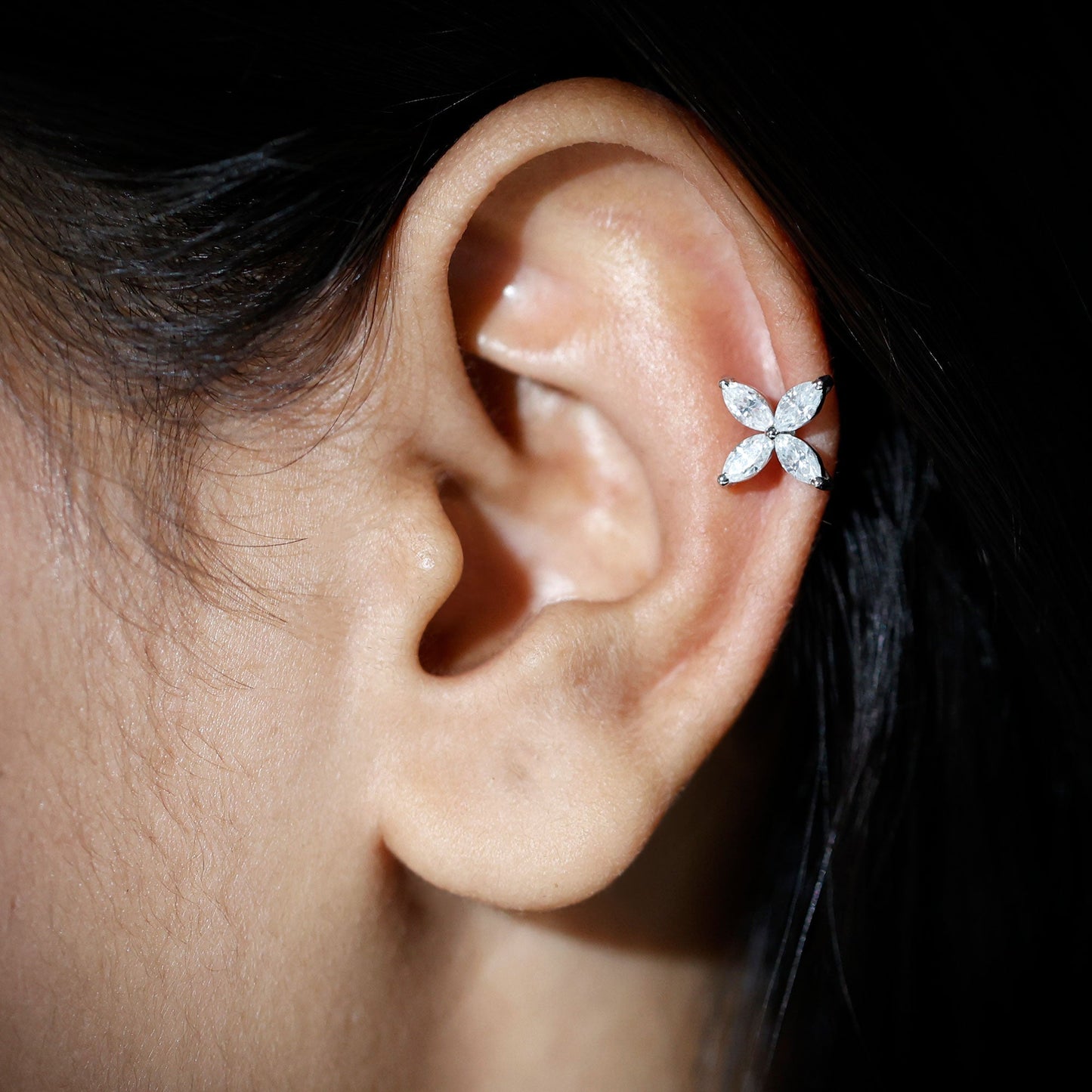 Madeline- 0.58 TCW Marquise Flower Moissanite Earrings