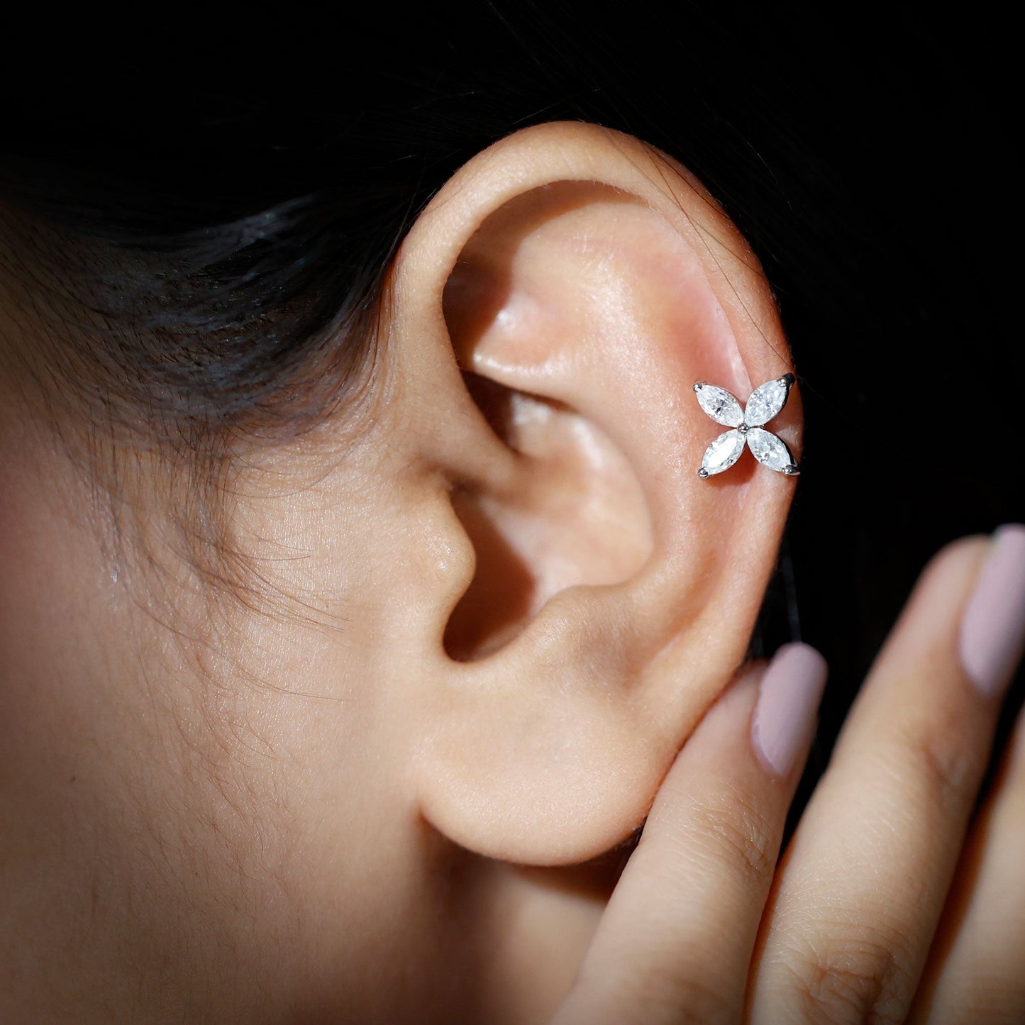 Madeline- 0.58 TCW Marquise Flower Moissanite Earrings