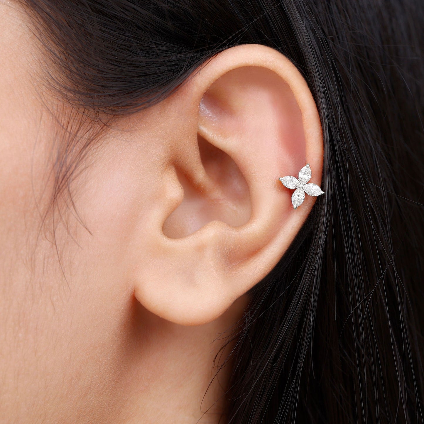 Madeline- 0.58 TCW Marquise Flower Moissanite Earrings