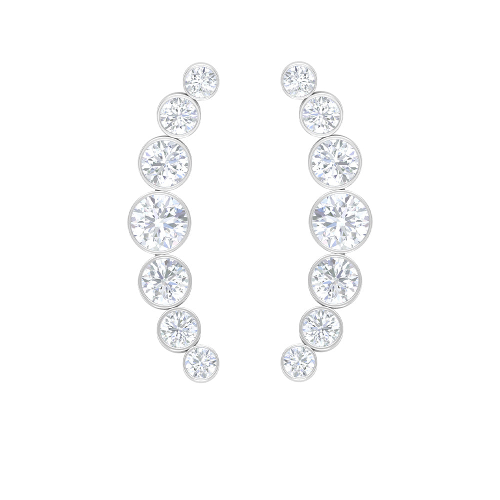 Olive- 0.95 TCW Round Climber Earrings Moissanite Earrings